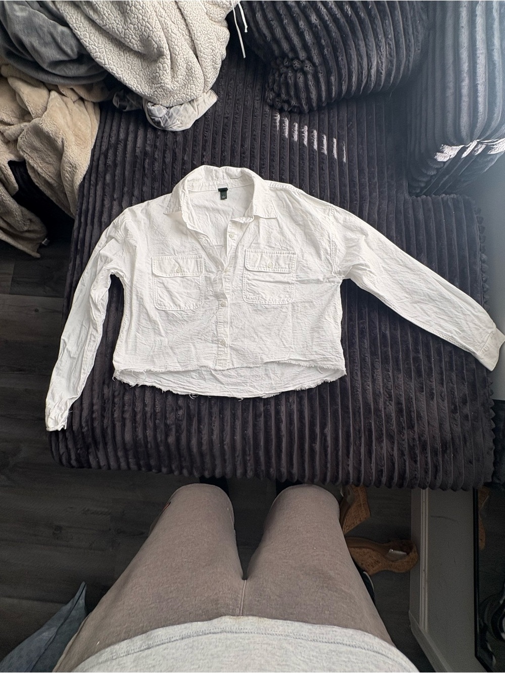Esprit White Collared Crop Shirt